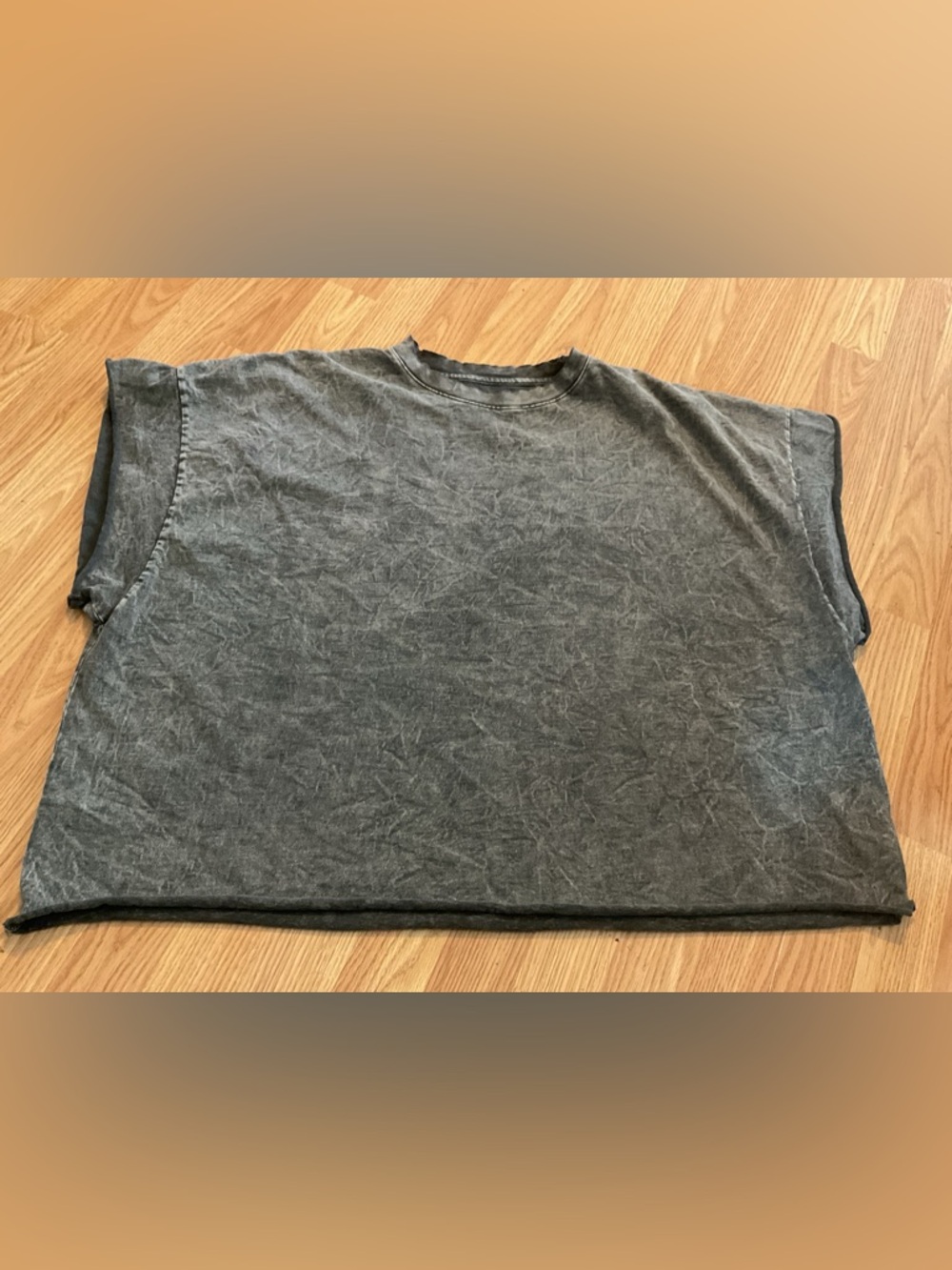 Acid Washed Distressed 4X Cropped T-Shirt Oversized Grey 58x25